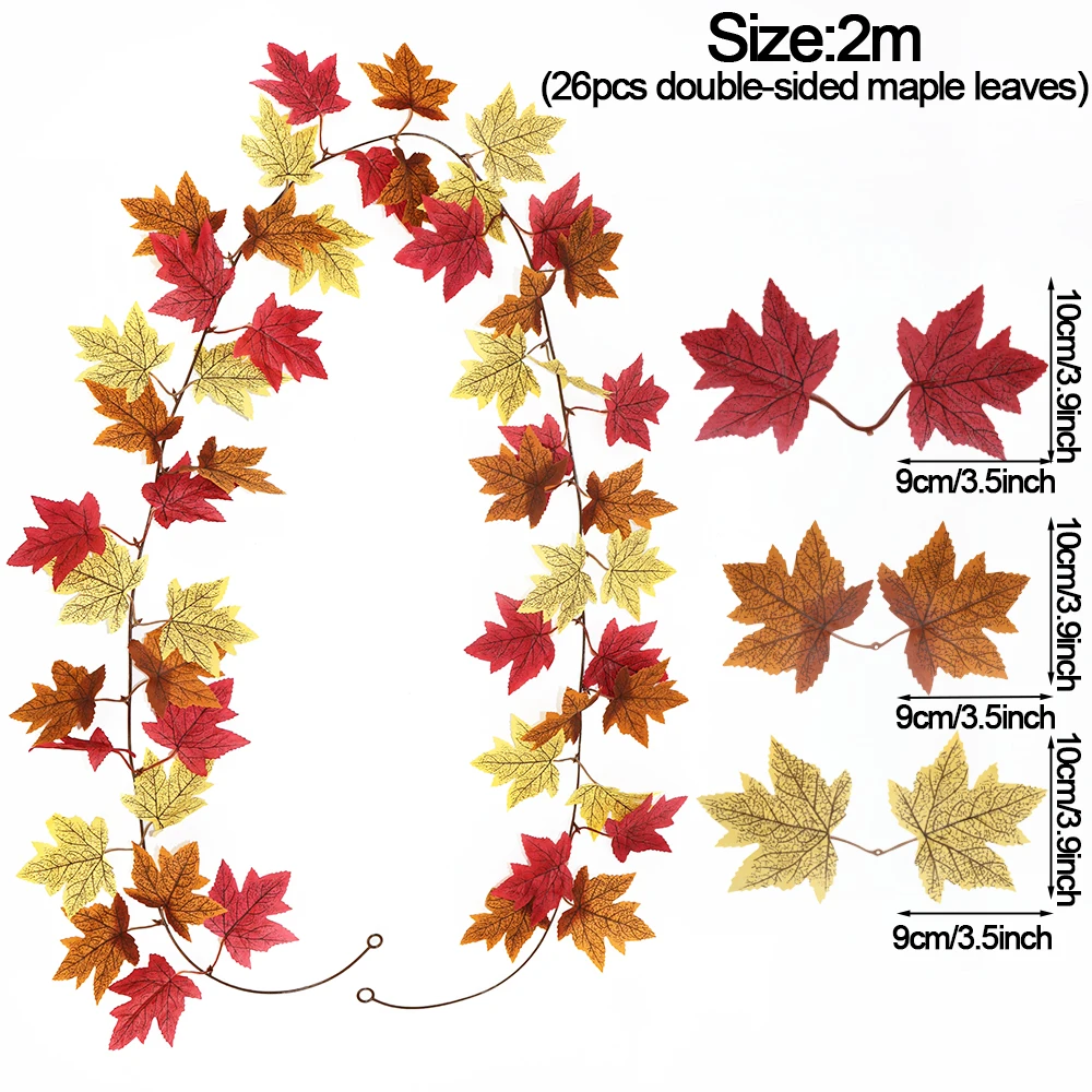 Thanksgiving Dekorationen Herbst Ahorn Rebe Girlande Künstliche Herbst Herbst Laub Girlande Hochzeit Kamin Dekor Halloween Party – Detail 14