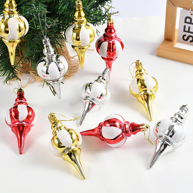 4Pcs/Box Christmas Gourd Hanging Pendant Christmas Ball Ornaments Merry Christmas Tree Decoration For Home New Year 2025 Navidad