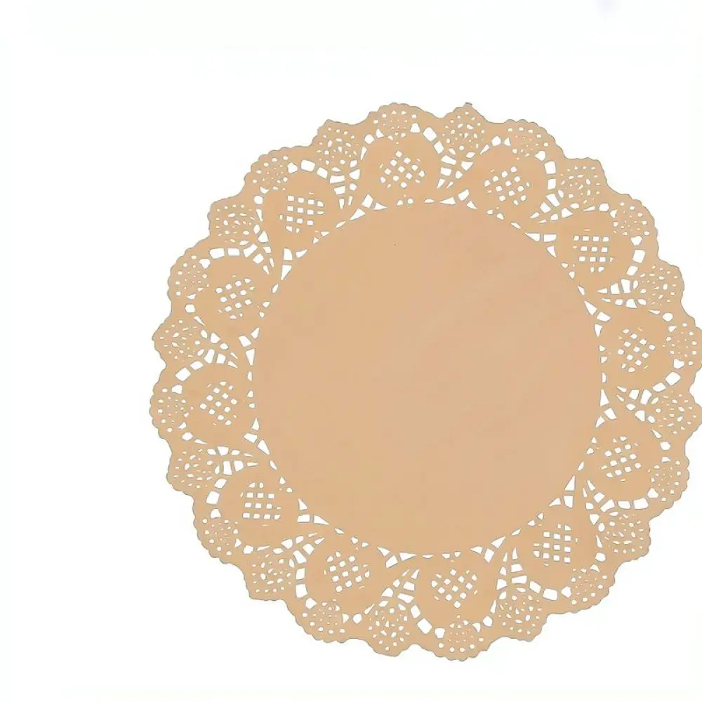 Elegant Kraft Paper Lace Doilies Wave Edge Placemats For Wedding Banquet Dessert Display Kitchen Table Decor