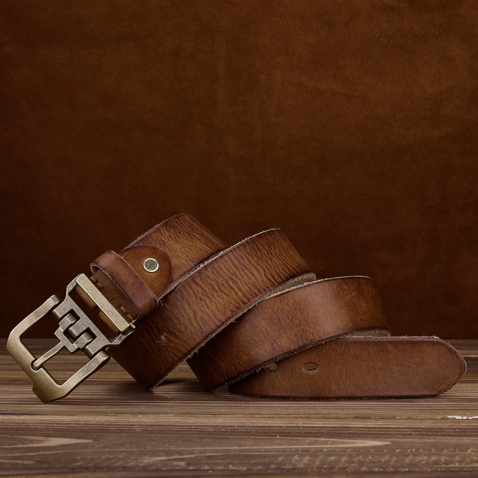 

High-end Feel Top Layer Cowhide Belt for Men,Retro American Style Genuine Leather Pants Belt Casual Male Belts