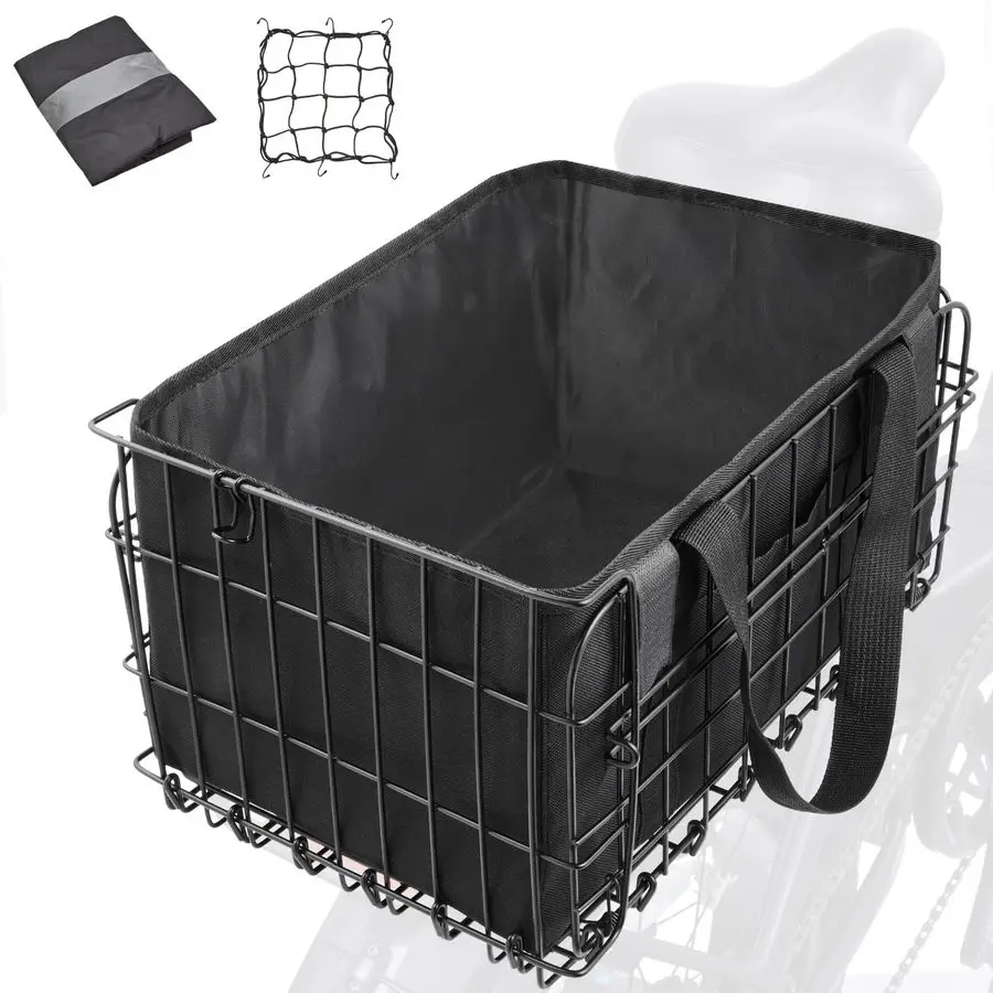 

Задняя корзина для велосипеда, складная металлическая корзина для велосипеда, большая задняя корзина для велосипеда с быстрым креплением, корзина для электровелосипеда для взрослых, женщин и мужчин