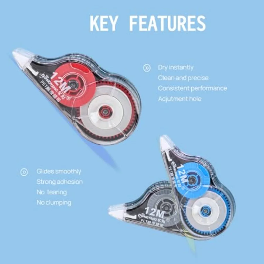 39.37ft Correction Tape with Dispenser, 6-Count Pack, Fast, Clean, Opaque and Easy-to-Use Tear-Resistant Correction Tape Bulk O
