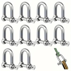 5PCS D Shackle Titanium Steel Heavy Duty with Screw Pins for Chain Wire Rope Lifting Camping