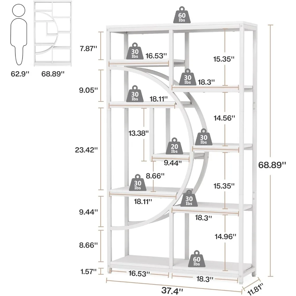 خزانة كتب صناعية مكونة من 5 طبقات، أرفف كتب طويلة قائمة بذاتها، منظم تخزين الرف #2