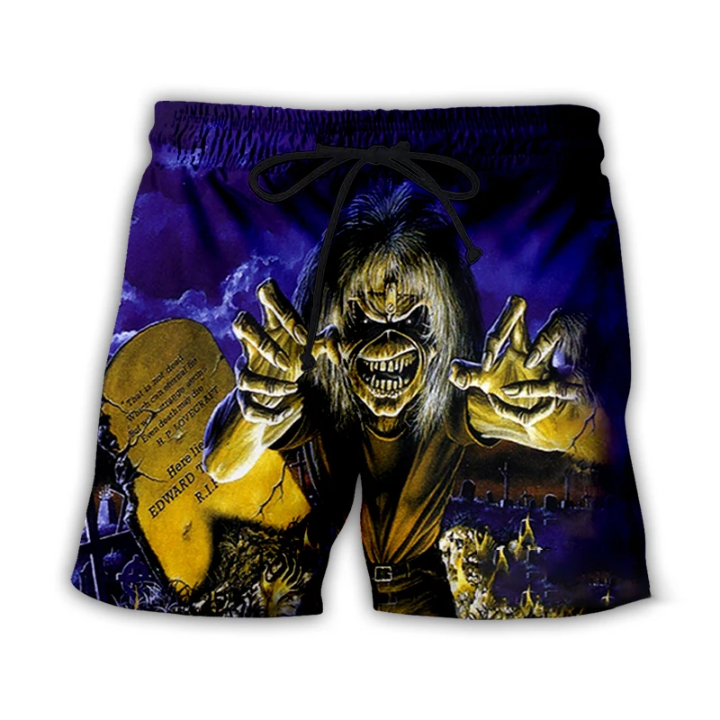 Pantalones cortos de playa con estampado 3D para hombre, ropa de calle de secado rápido, informal, con calavera de terror, gótico, Vintage, para