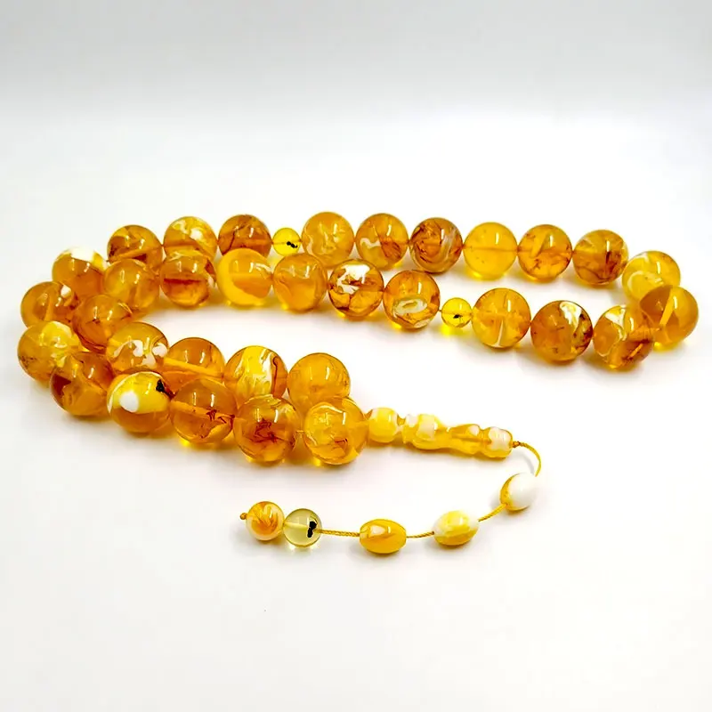 Tasbih men Super Big size Yellow Resin with insect beads muslim bracelet islamic high quality Arabic Misbaha rosary bead