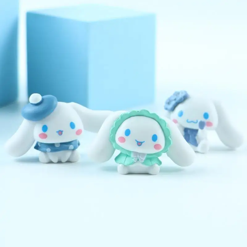 5pcs Sanrio Cinnamoroll Toys Action Anime Figures Cute Summer Set Cartoon Tabletop Cake Decoration Room Ornaments Kids Gifts