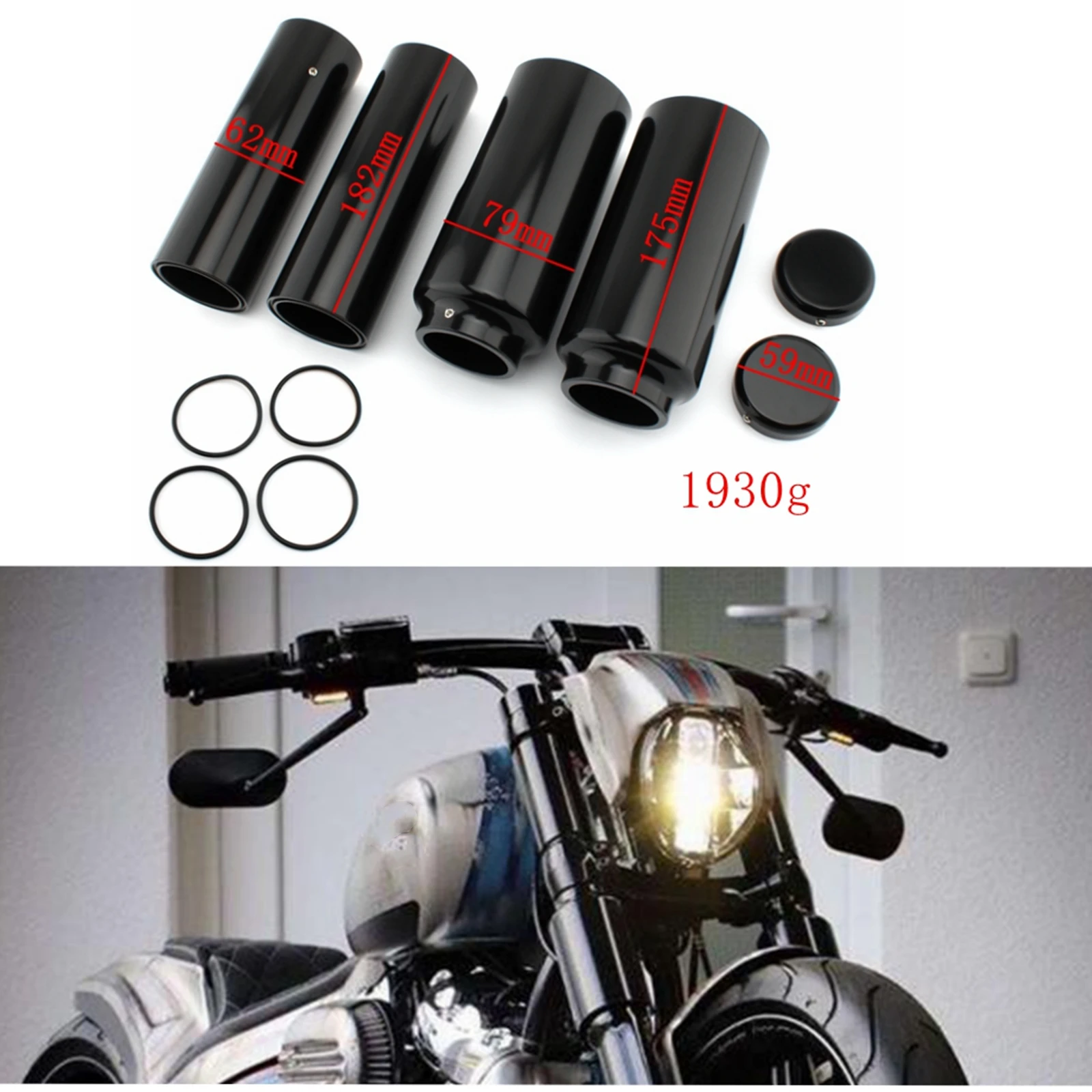 Motorbike Front Tube Fork Absorber Slider Gaiter Cover Kit For Harley Davidson Dyna 2006-2017