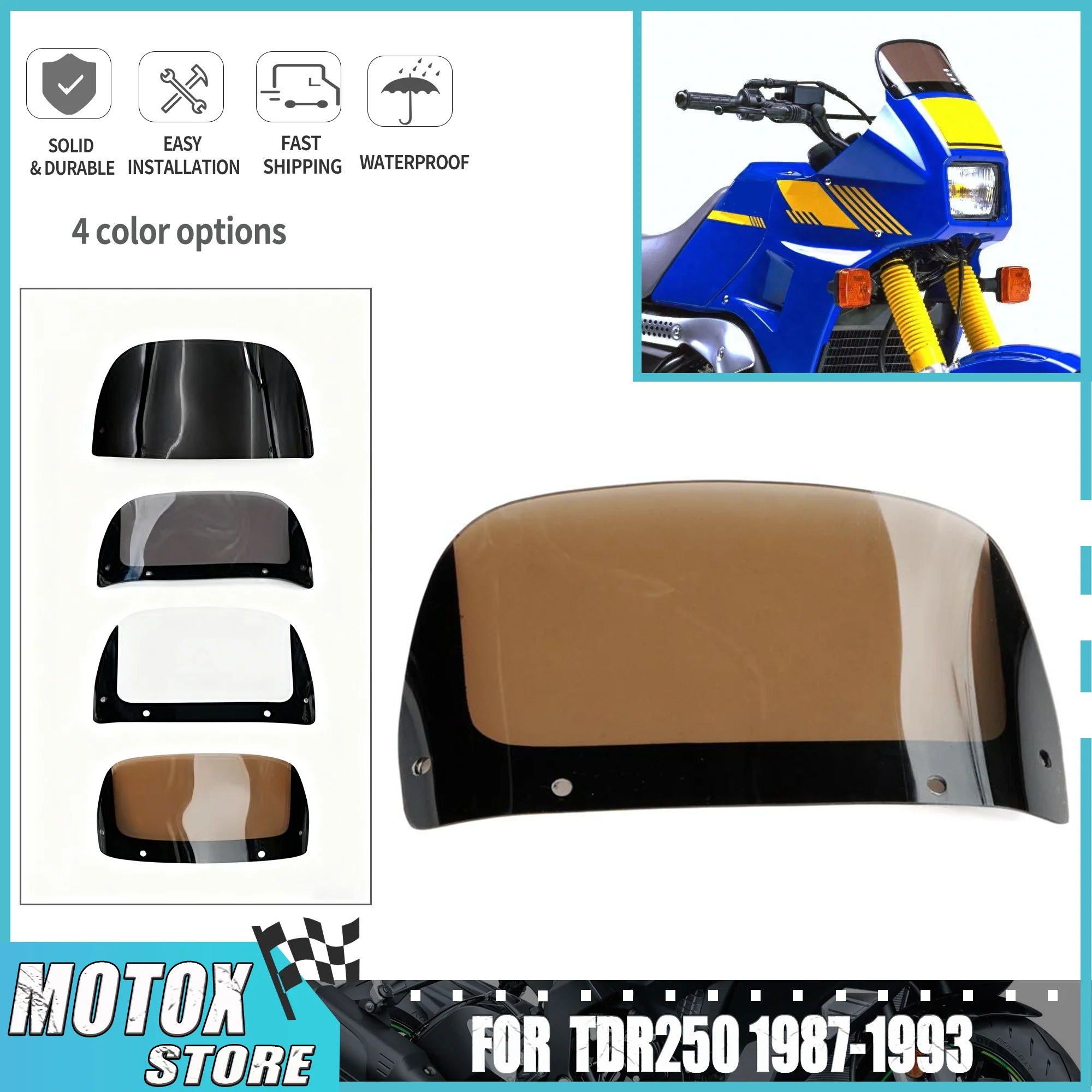 يصلح لياماها TDR250 1987 - 1993 الزجاج الأمامي TDR 250 1988 1989 1990 1991 1992