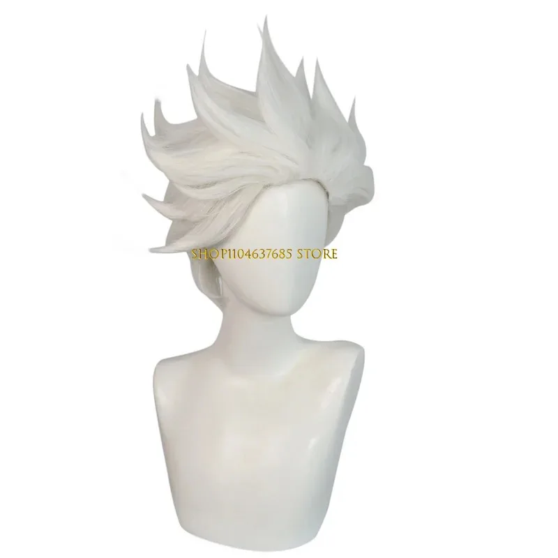 فيلم أورسولا شعر مستعار تأثيري شعر أبيض قصير للنساء البالغات الرجال هالوين زي الدعائم تأثيري لعب الأدوار الباروكات