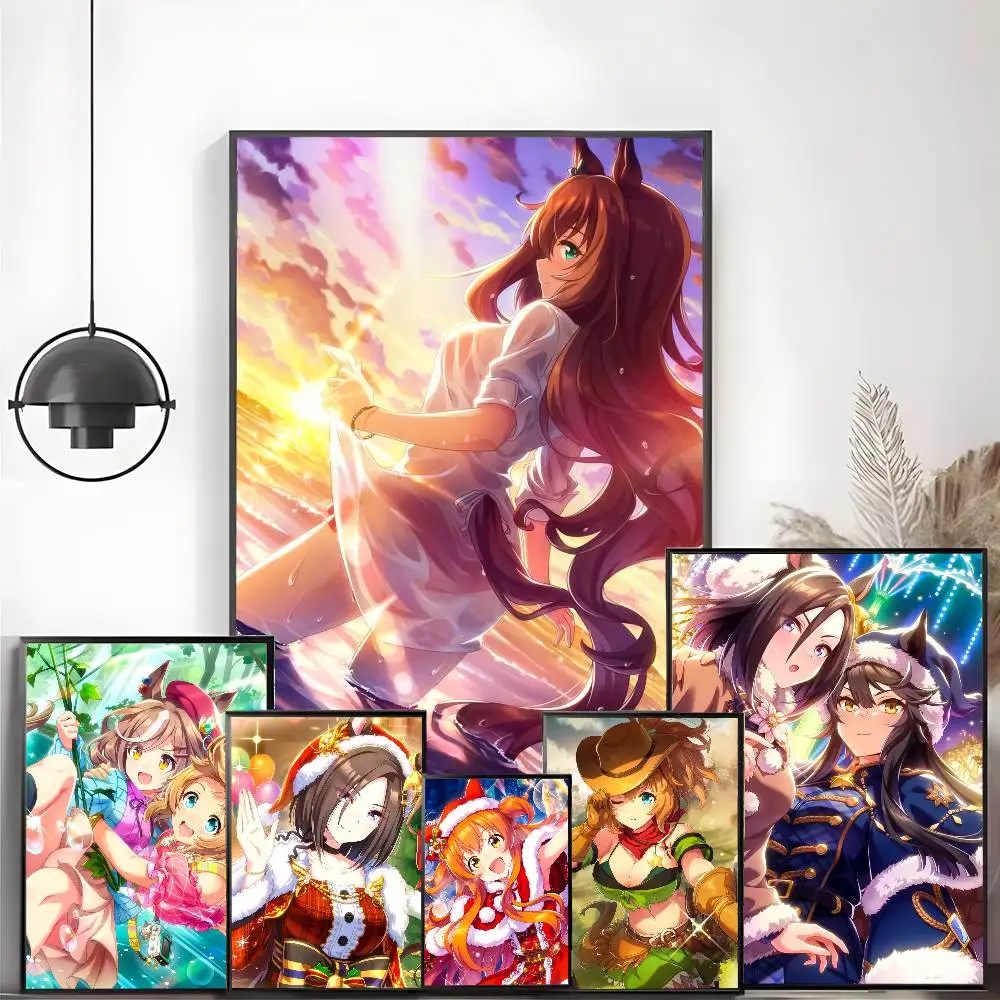 أنيمي U-Umamusume جميلة ديربي المشارك HD الفن لزجة جدار مقاوم للماء غرفة المعيشة المنزلي غرفة نوم الديكور الجمالي