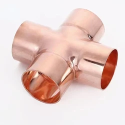 15/16/22/28/35/45mm Inner Dia Copper End Feed Solder Cross 4 Way Coupler Plumbing Fitting Connector