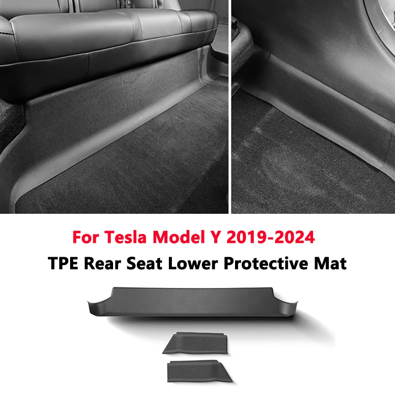 Row Under Seat Anti-Kick Pads For Tesla Model Y All-Weather Floor Liners Rear 2nd Row Cover TPE Underseat Protector Accessories