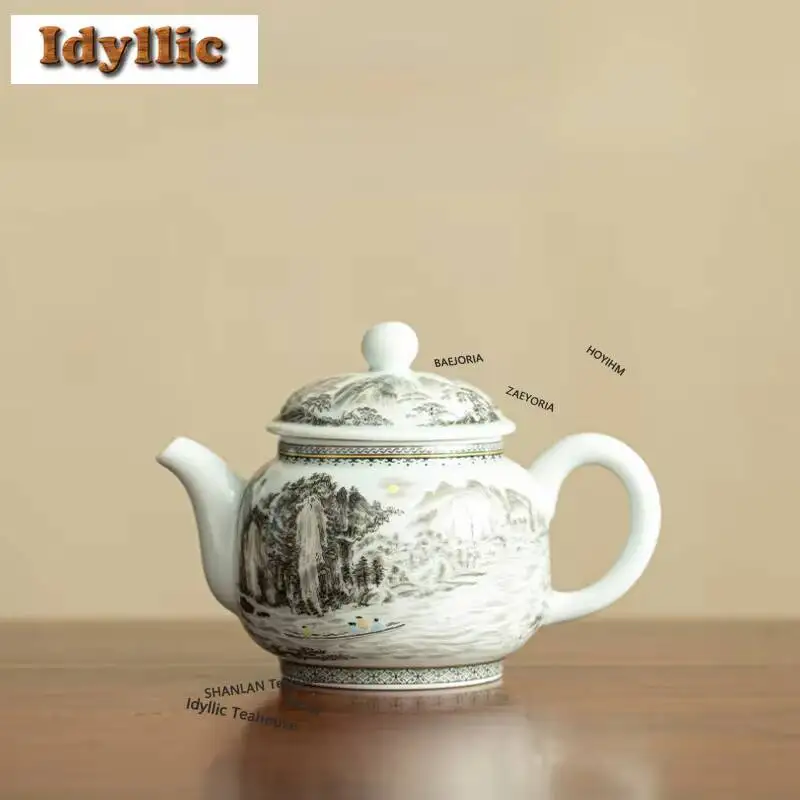 290ml Ink Rhyme Landscape Teapot Handmade Tea Infuser Pot Tea Brewing Kettle With Ball Hole Kung Fu Tea Drinkware Collection