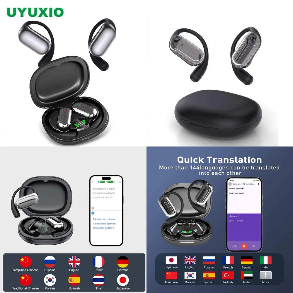 Language Translator Device OWS 144 Languages 4 Modes BT 5.4 OWS Earphone Open-Ear Real-Time Translation No Subscription Hot
