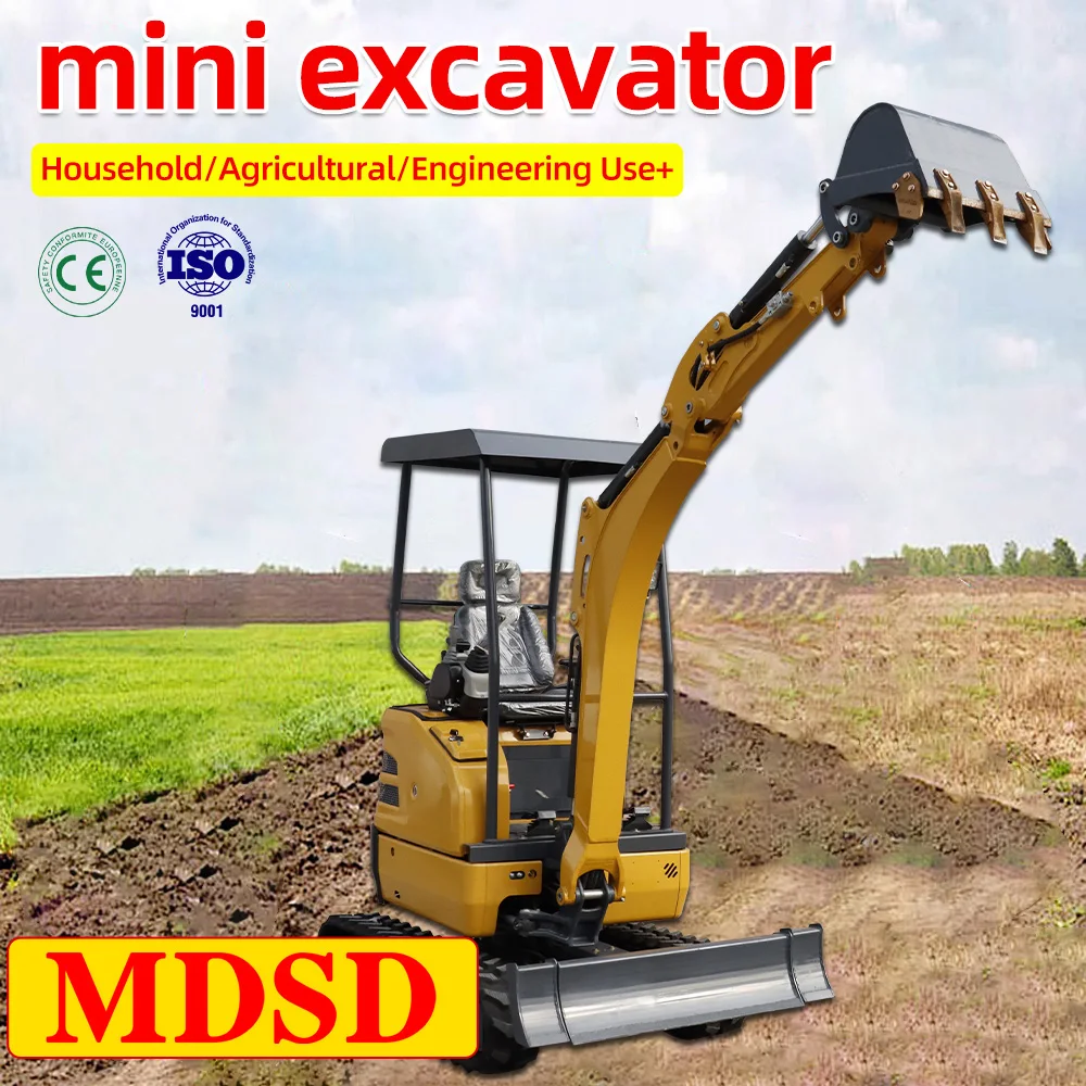 Mini escavatore agricolo EPA EURO 5 CE 1.5Ton 1.8Ton Mini escavatore diesel Spedizione gratuita Piccolo escavatore con accessori