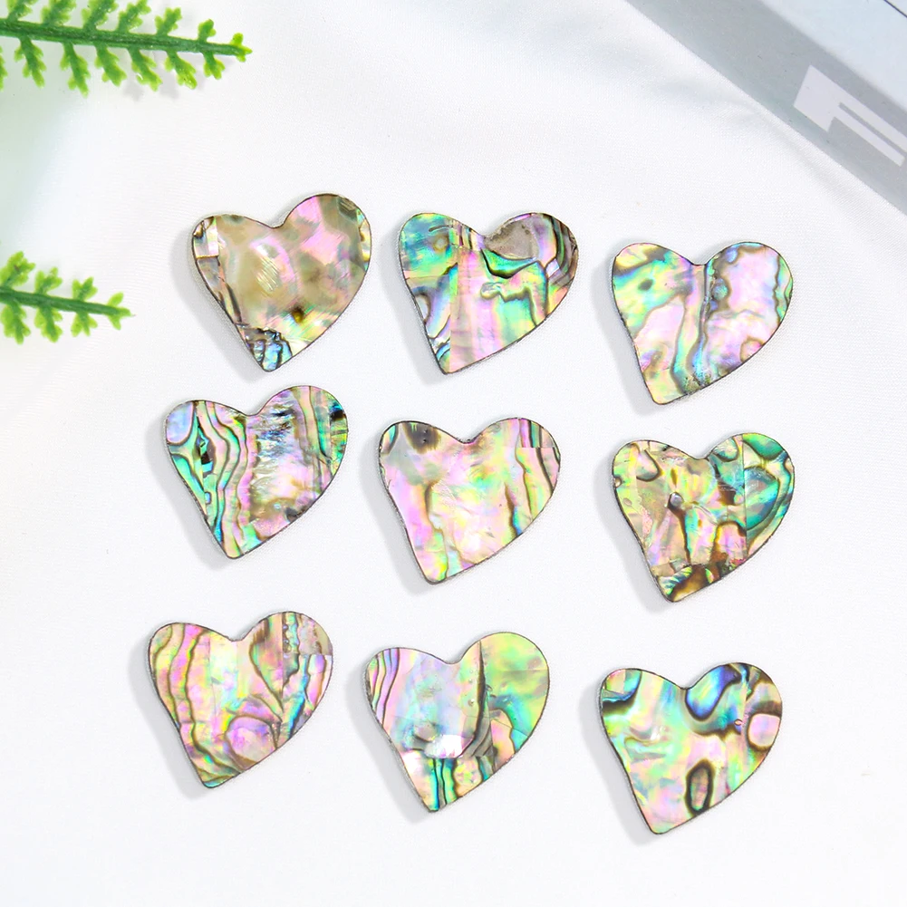 4pcs Abalone Shell Heart Patch Double-side sheet Paua Paper Home Decor Ornament Charms Woman Flatback Jewelry Making Accessory