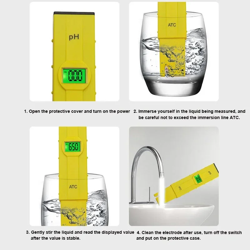 1Pc/Set Portable PH Meter For Water Quality Tester Drinking Water Analysis Detector With Backlight  Temperature Compensation