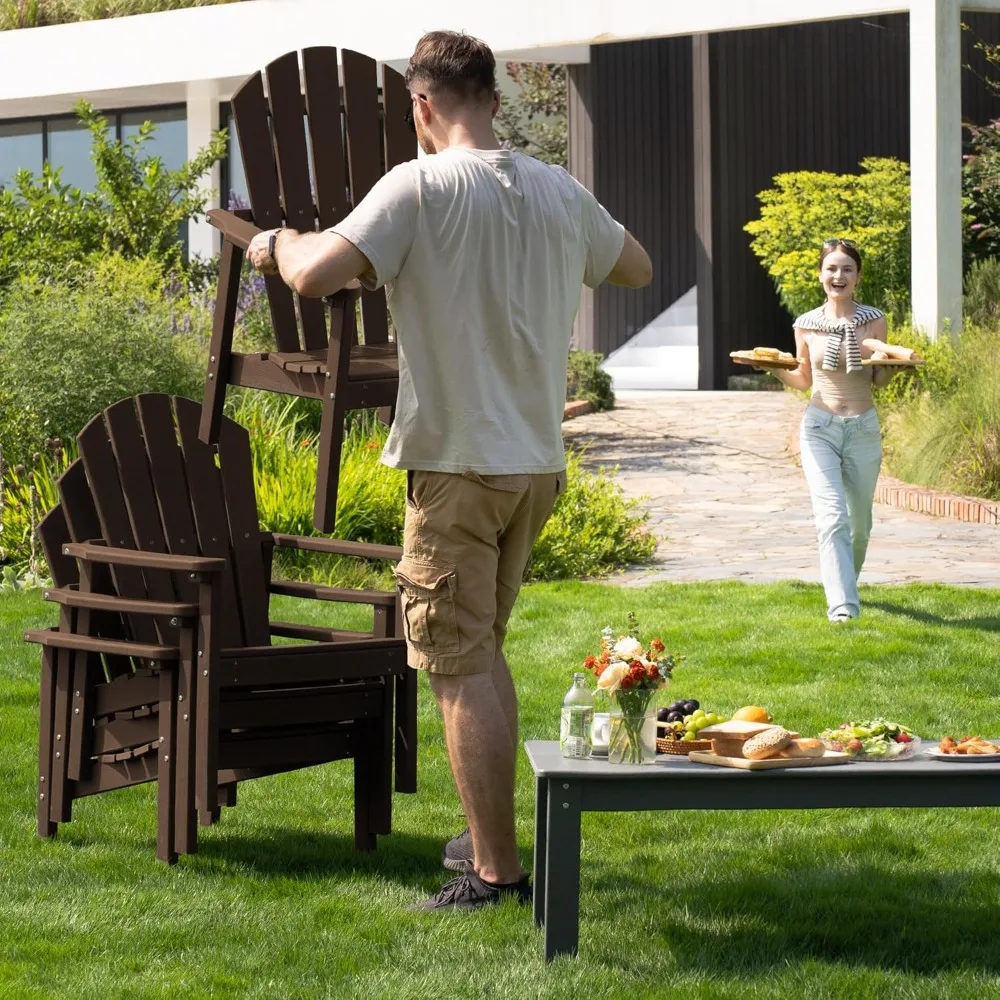 

Compact Stackable Adirondack Chairs Set of 2, 26.3 Wide HDPE Outdoor Patio Chairs - Durable, Space-Saving Design for Porch.