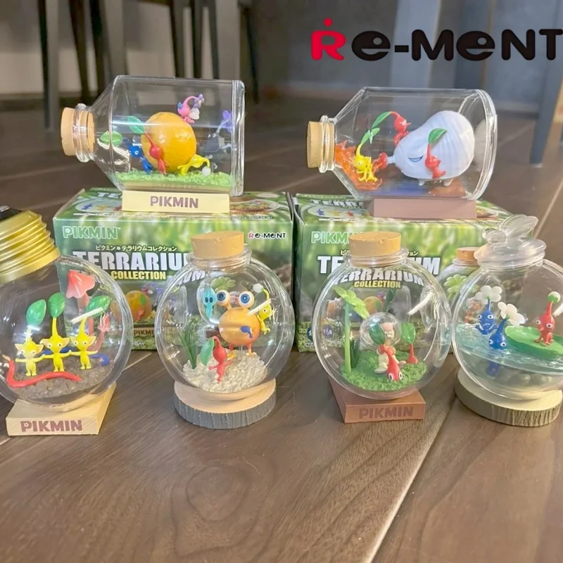 재고 있음 오리지널 피크민 테라리움 컬렉션 블라인드 박스 게임 애니메이션 미니 피규어 캔디 장난감 팬들을 위한 선물 어린이 장난감 선물