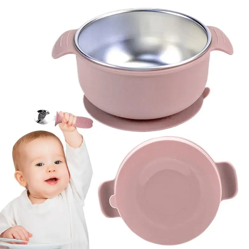 Baby Food Bowls Spill Proof Bowls Anti Scald Food Container Feed Supplies Stainless Steel Snack Plates For Led Weaning