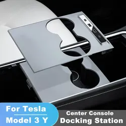 Docking Station of Center Console Hub USB, sensor inteligente, adaptador de carregamento rápido, acessórios para Tesla Model 3 Y 2021 2022 2023