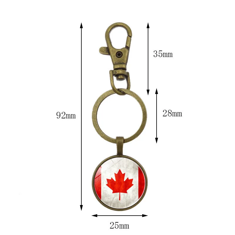 canada keychain Glass Cabochon Key Ring Holder Pendant Key Chains Cartoon Fashion Design Creative Canada Canadian Flag