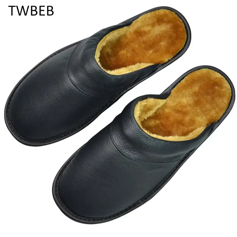 Chinelos de couro de vaca genuína casal interior antiderrapante das mulheres dos homens casa moda sapatos casuais moda pvc macio solas inverno