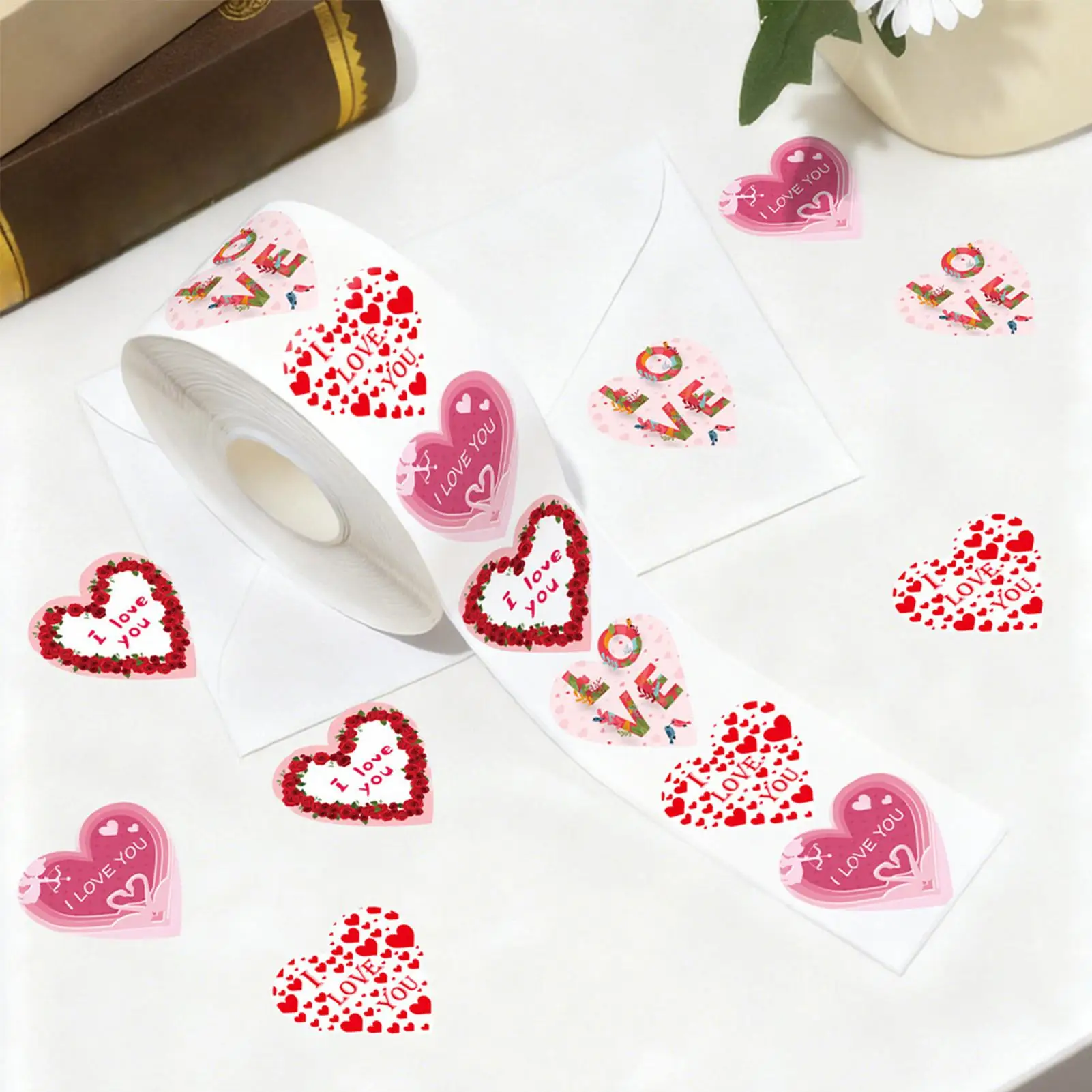 Valentines Stickers Waterproof Self-Adhesive Seal Labels Heart Label Stickers For Greeting Cards Journal Reward Classroom