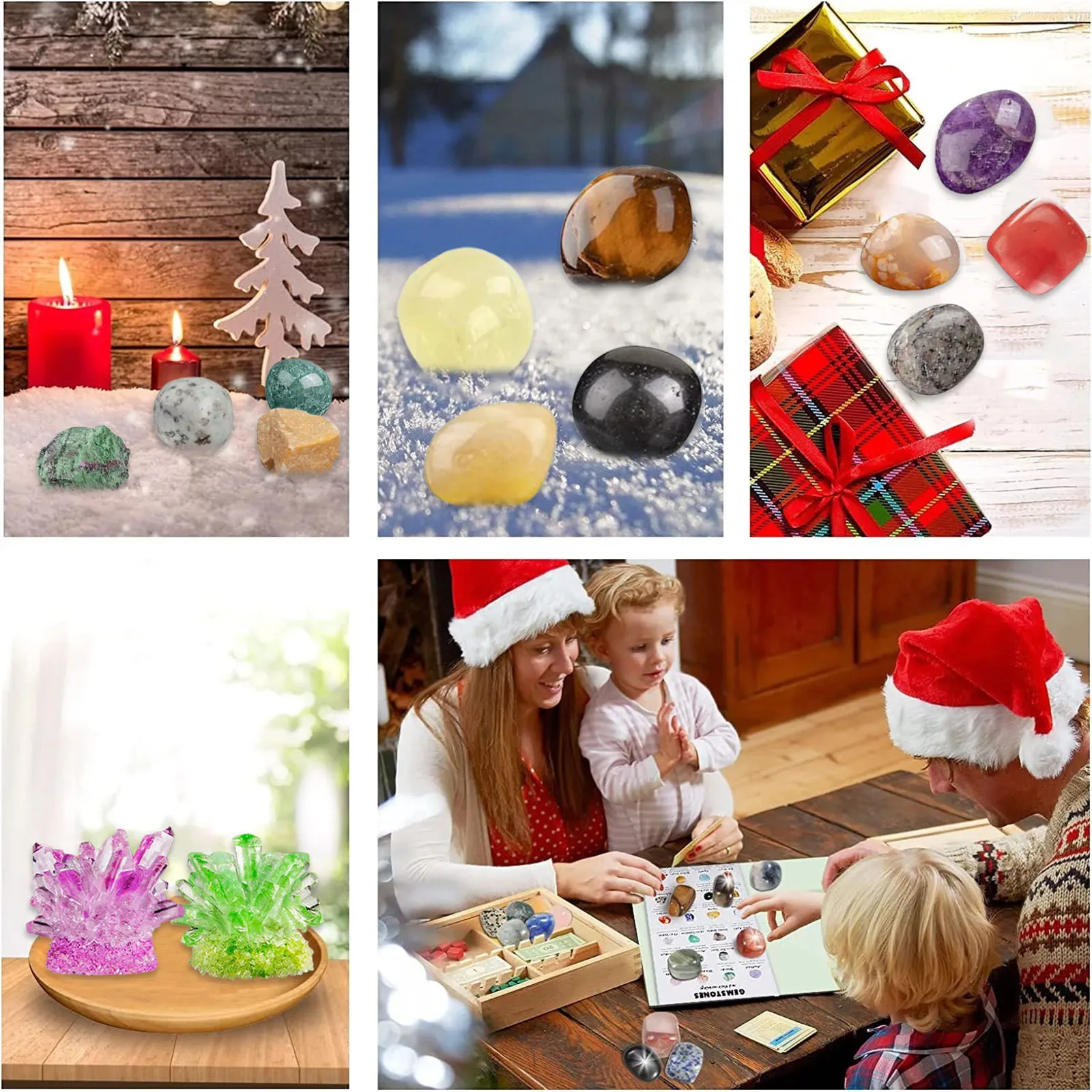 Minuterie pour salle de classe, calendrier de l'avent en cristal 2025, pour enfants, 24 pierres précieuses et pierres naturelles, calendrier de l'avent avec horloge à tir