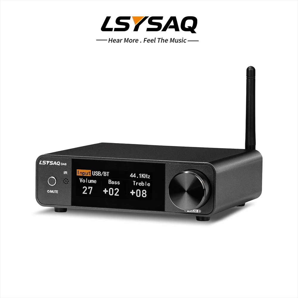 LSYSA DA8 GaN Bluetooth 6.2 HiFi-Stereo-Verstärker 300W×2 Klasse D Digital-Leistungsverstärker Optisch Koaxial USB LDAC für Heimaudio
