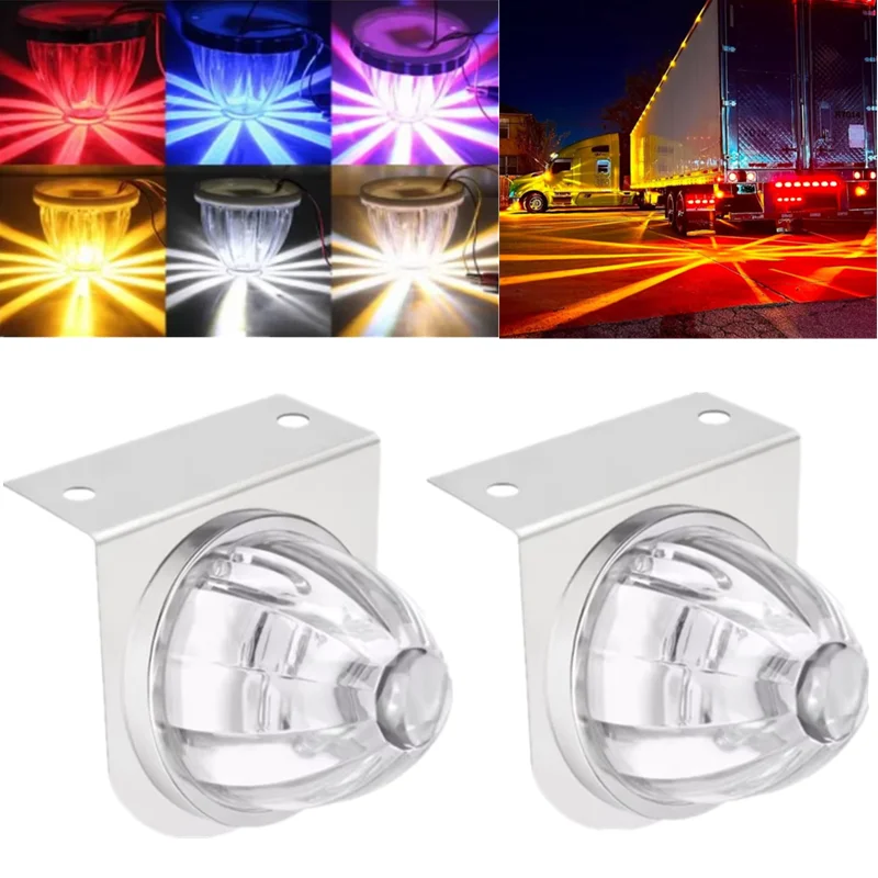 

2 шт. светодиодных фонарей-арбузов для грузовиков, двухцветные стробоскопические боковые габаритные огни для прицепов, маркерные фонари для грузовиков