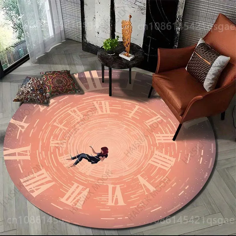 Multiple sizes Falling into time vortex Print Round Carpet for Living Room Bedroom Sofa Table Floor Mat Area Rug Luxury Gift