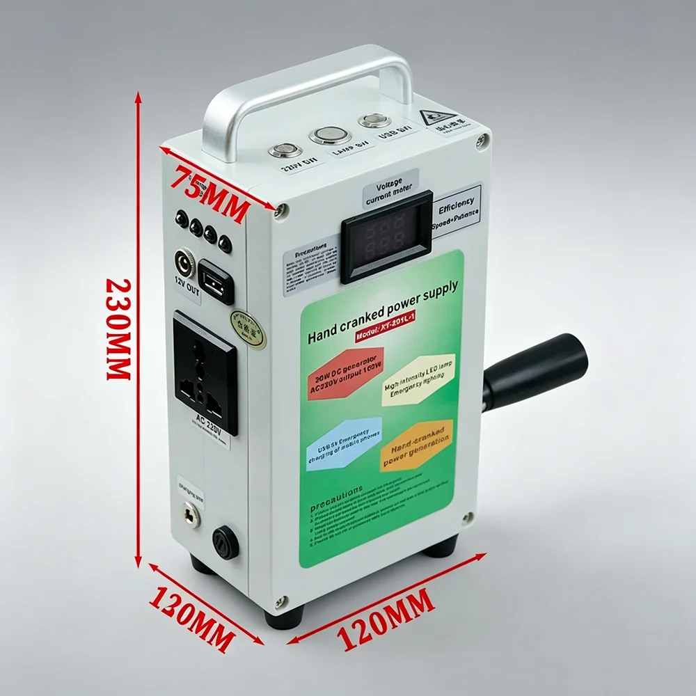150W Hand Crank Generator Portable Power Station Small Inverter Generator Rechargeable for Home Camping Smartphone Charger