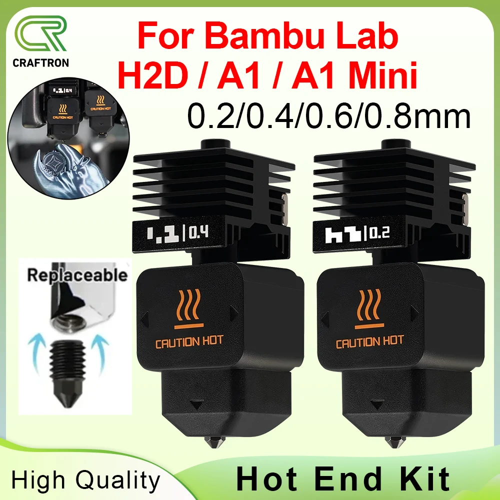 

Hotend для H2D Hotend Bambu Lab H2D A1/A1mini, комплект hotend, сопло из закаленной стали, высокий расход Hotend для 3D-принтеров, аксессуары