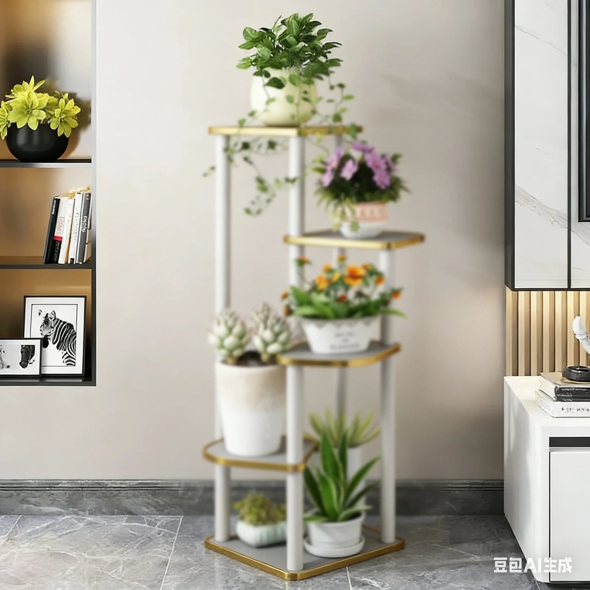 aoliviya-ライトラグジュアリーハイエンドフラワースタンド、床置き多層収納ラック付き、リビングルーム、バルコニー、屋内グリーンラック用