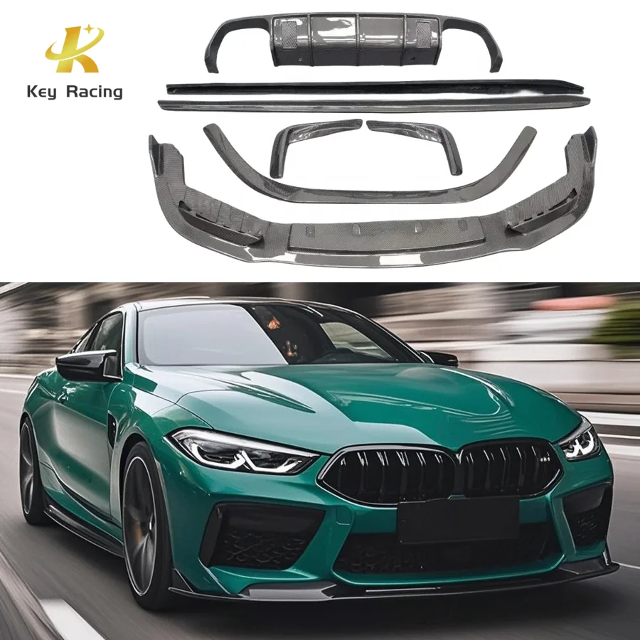 For BMW 8 Series F91 F92 F93 M8 Upgrade Carbon Fiber V Style Body Kit Front Lip Rear Diffuser Side Skirt Rear Spoiler Accessoire