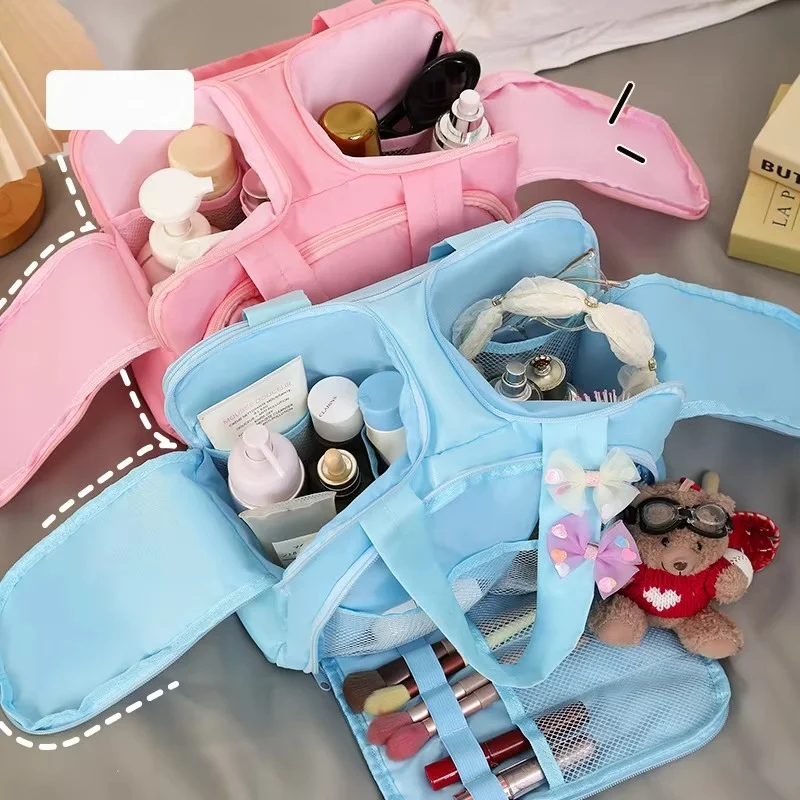 Nuova Borsa Cosmetica alla Moda con Doppia Apertura, Grande Capacità, Pochette Imbottita Portatile da Viaggio SH11