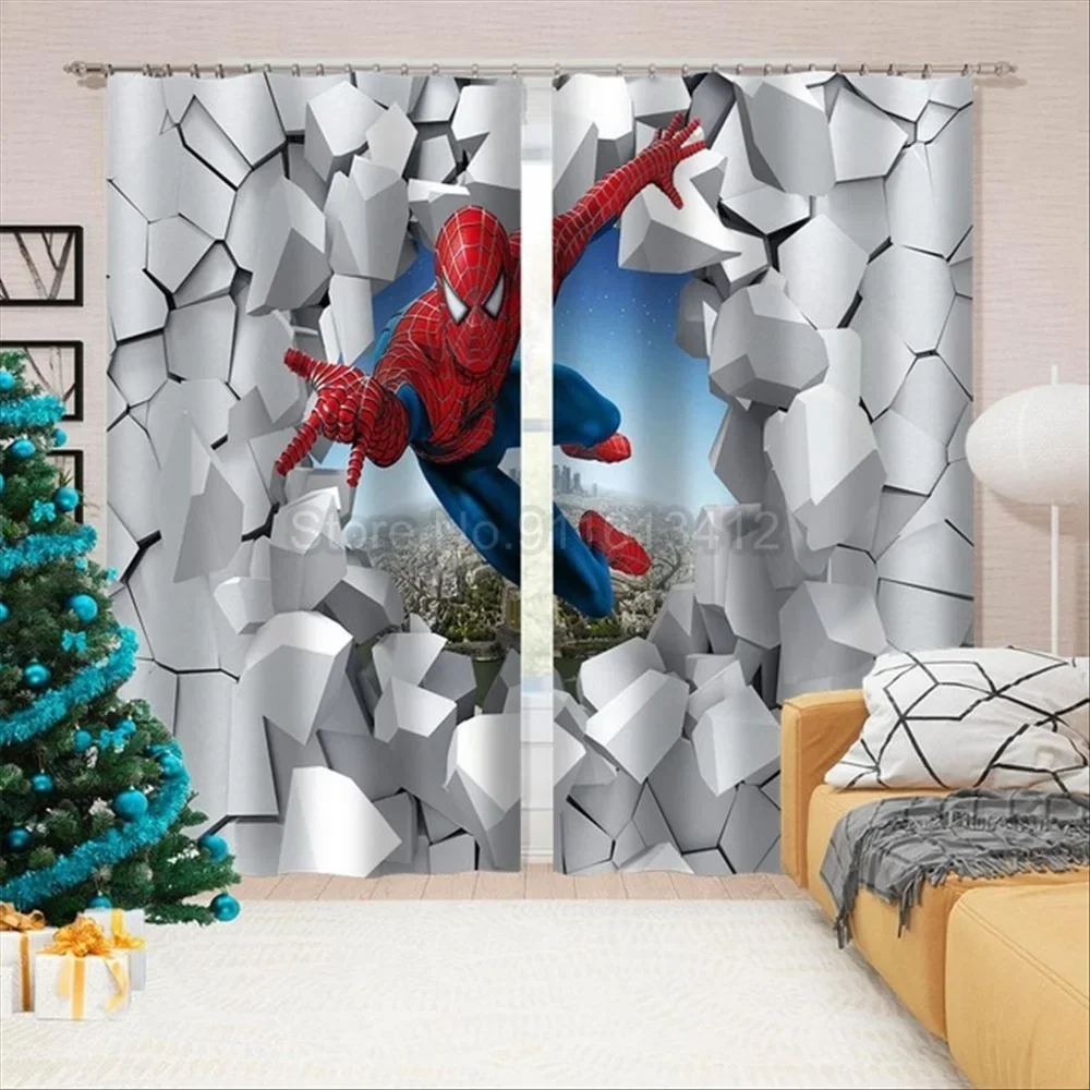 Spiderman 63Inch Window Drapes Beautiful Room Décor&Easy Set Up Blackout Curtains for Boys Girls Gifts Bedroom Decoration