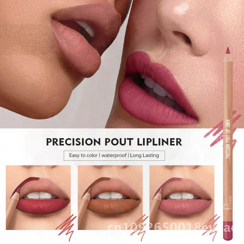 Matita per labbra opaca a 12 colori Pudaier Penna per labbra per trucco di bellezza tridimensionale naturale a lunga durata in stile europeo e americano per tutta la pelle