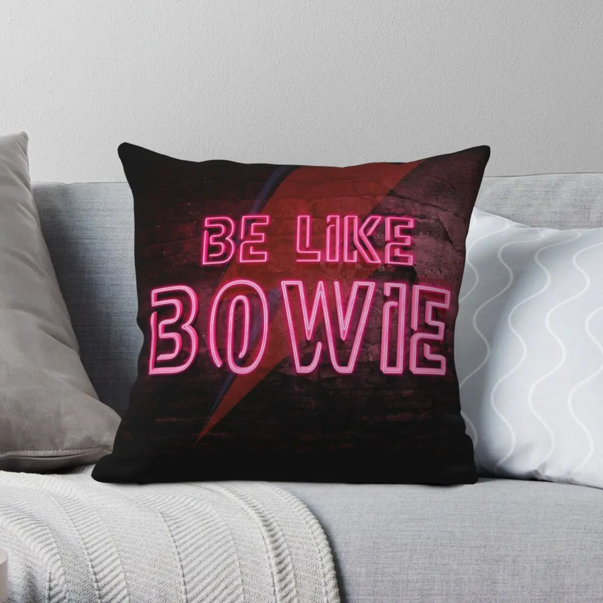 Be Like Bowie Neon Effect Square Pillowcase Polyester Linen Velvet Printed Zip Decor Throw Pillow Case Bed Cushion Case