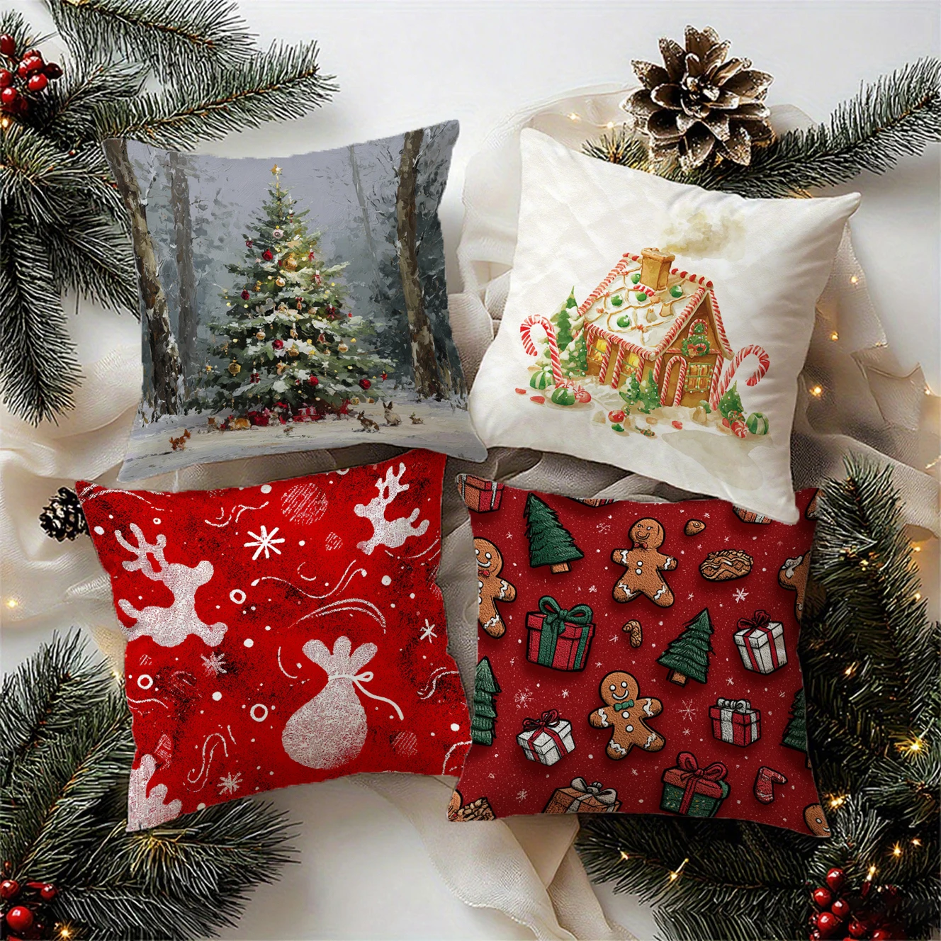 Christmas Cute Pillow Covers attern Cushion Cover Suitable for Sofa Bedroom Car Pillow Cover