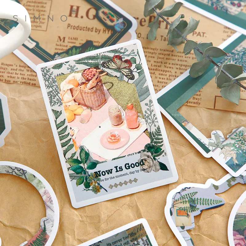 30Sheets Writing Paper Self-adhesive Sticker Time Book Series Retro Photo Frame Hand Account Decoration Stationery Material