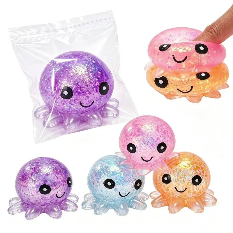 Squid Stress Balls Soft Squeeze Fidget Toy Sensory Anxiety Relief Random Color Bubble Octopus Gift