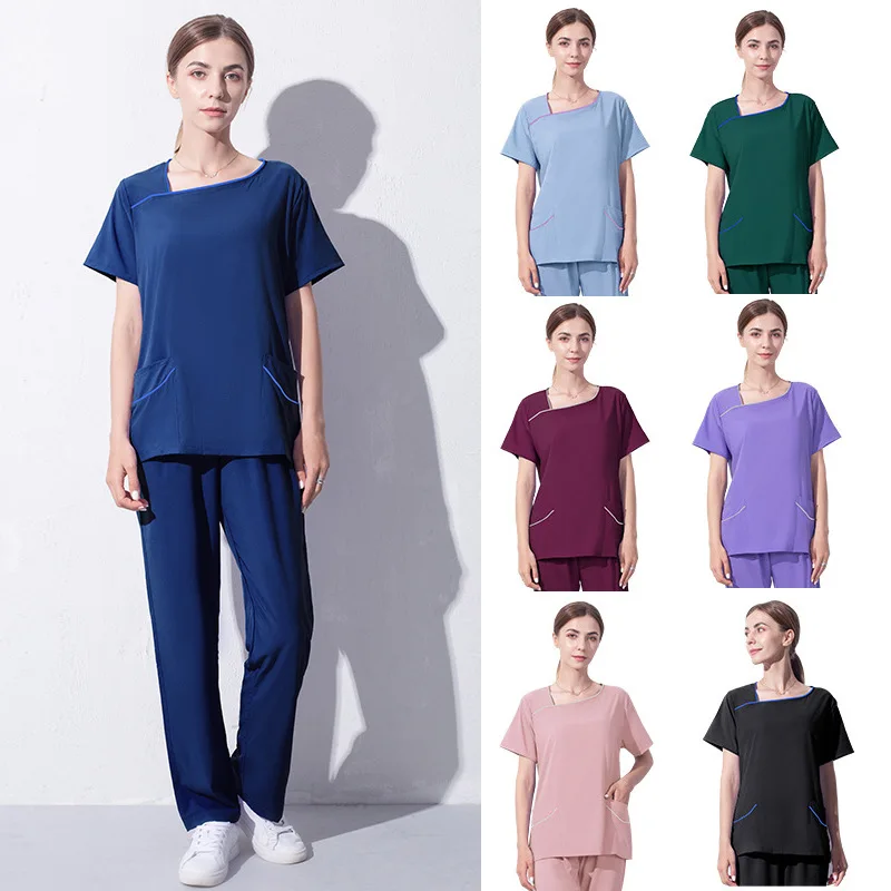 

Short sleeved operating room surgical suit Doctor nurse workwear pharmacy clinic spa work uniform set isolation work clothes