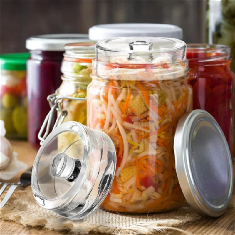 1 Pcs Fermented Glass Weights Clear with Handle Heavy Fermenting Weights Kitchen Gadgets Sealed Cheeseits Fermentation Household