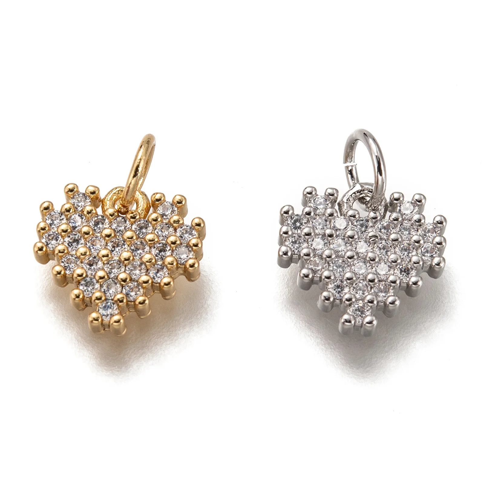 

Heart Clear Cubic Zirconia Charms Brass Micro Pave Cubic Zirconia Pendant Long-Lasting Plated for DIY Handcraft Jewelry 9x10x2mm