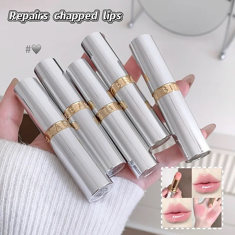 Bily Bear Color Changing Lip Balm Moisturizing Hydrating Tinted Lip Balm Glossy Mirror Shine Natural Lip Color 4 Shades Lip Care