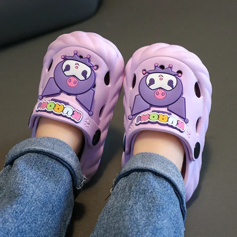 Kawaii Sanrio Children Summer Slippers Anime Cartoon Kuromi Cinnamoroll Kid Indoor Slippers Home Non-Slip Flip-Flops Girl Gift