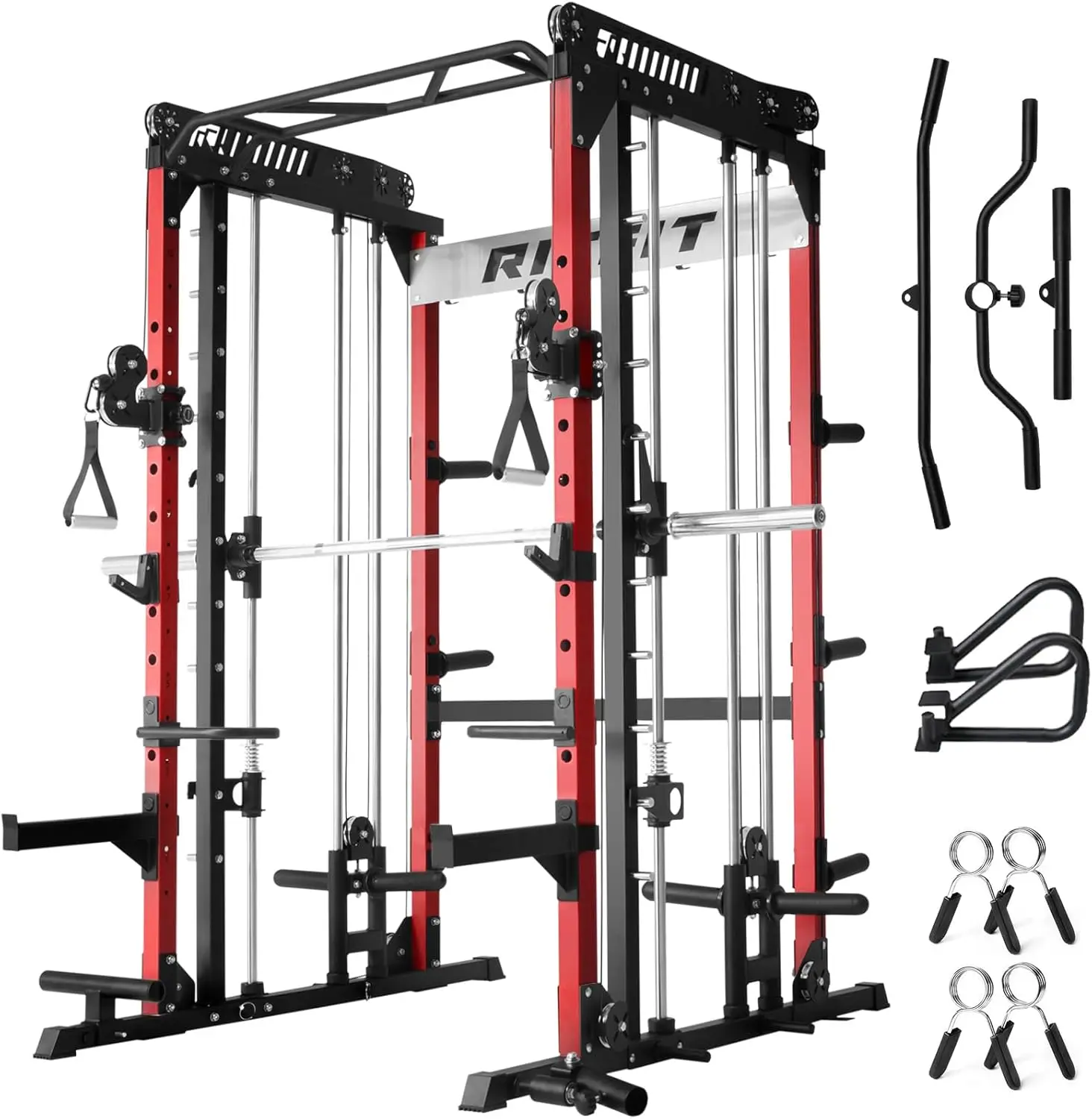 

RitFit M1 & M1 Pro Smith Machine with Cable Crossover System, Multi-Function Squat Rack Power Cage for Home Gym, Power Rack